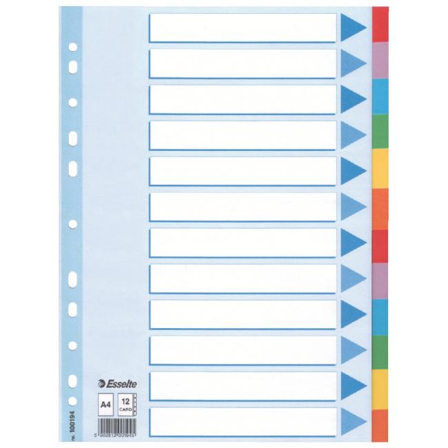 Esselte 12-teiliger farbiger Karton-Trenner