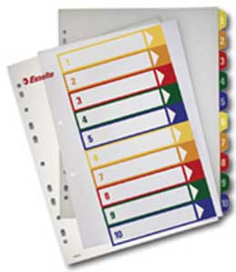 Esselte bedruckbare Kunststofftrennwand 1-10 maxi