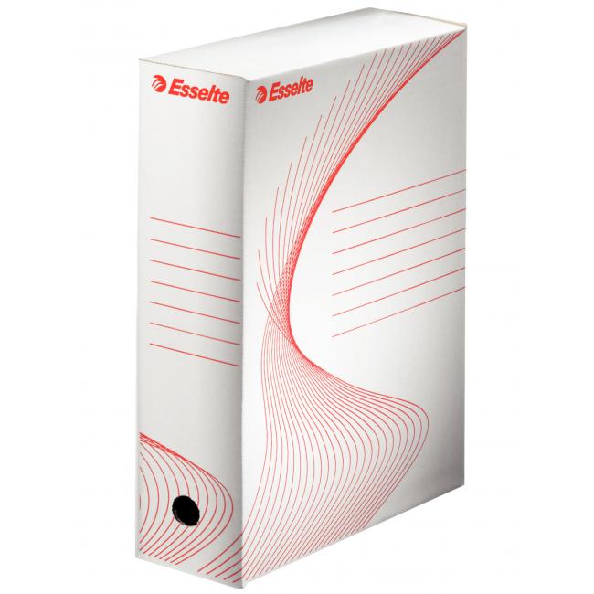 [ES128201] Archivbox Esselte 100 mm weiß/rot
