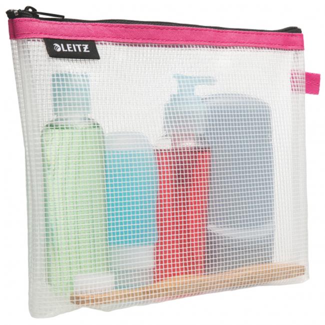 [ES140023] Leitz WOW Kosmetiktasche aus Kunststoff mit Reißverschluss, rosa
