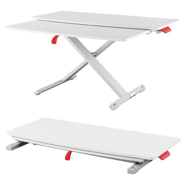 Leitz Cosy Ergo Stehschreibtischaufsatz mit ausziehbarer Tastaturablage, grau