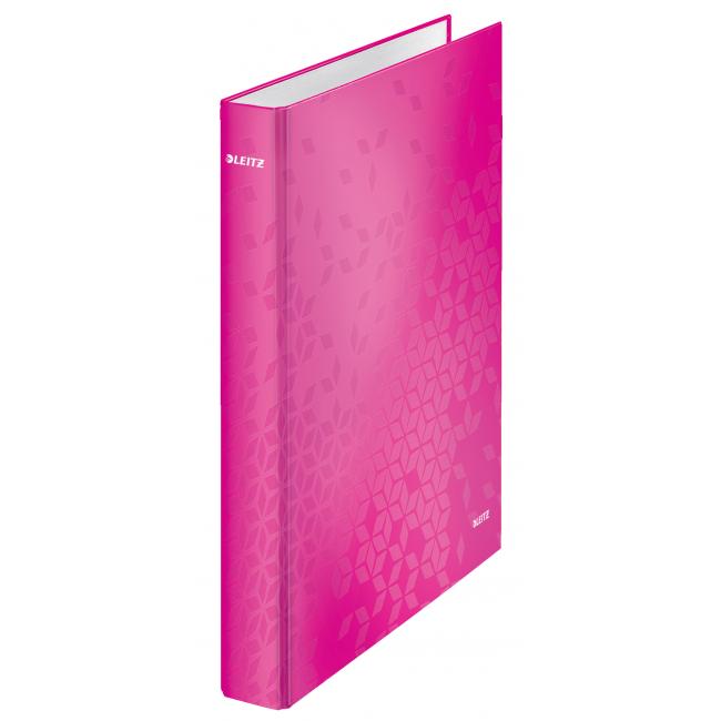 Leitz WOW 4-Ring-Ordner laminiert 4 cm rosa
