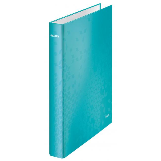 Leitz WOW 4-Ring-Ordner, laminiert, 4 cm, eisblau