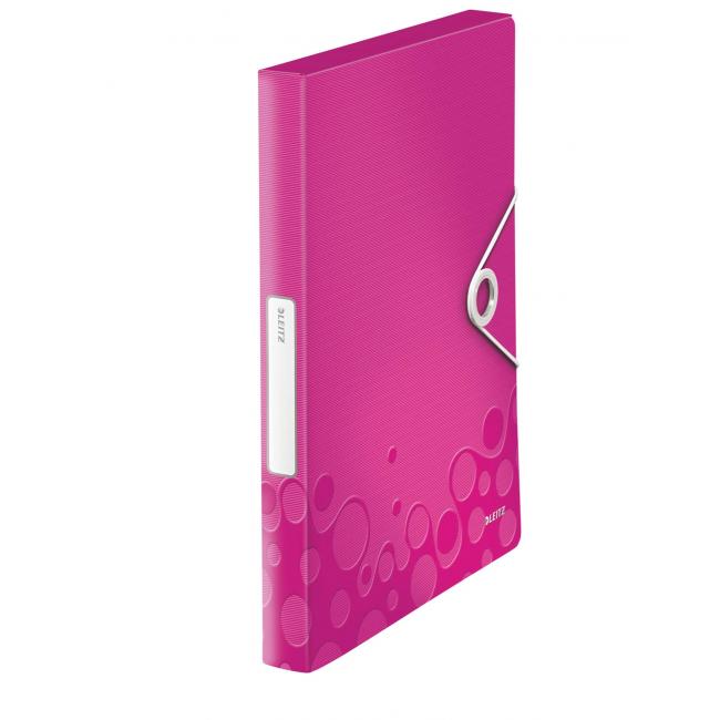 Kunststoffbox mit Gummiband, Leitz WOW Metallic-Pink