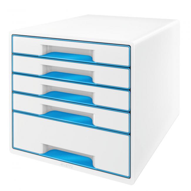 [ES521436] Leitz WOW Schubladenbox mit 5 Schubladen, Metallicblau