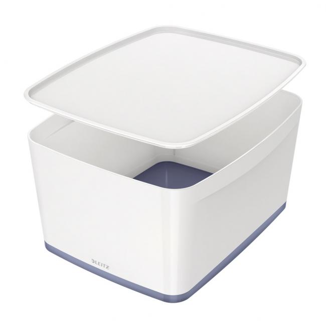 Leitz MyBox Aufbewahrungsbox mit Deckel, Größe L, weiß/grau