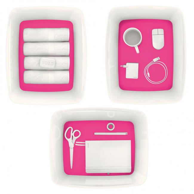[ES521623] Leitz MyBox Aufbewahrungsbox mit Deckel, Größe L, weiß/rosa