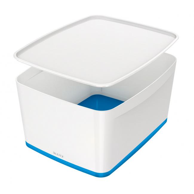 [ES521636] Leitz MyBox Aufbewahrungsbox mit Deckel, Größe L, weiß/blau
