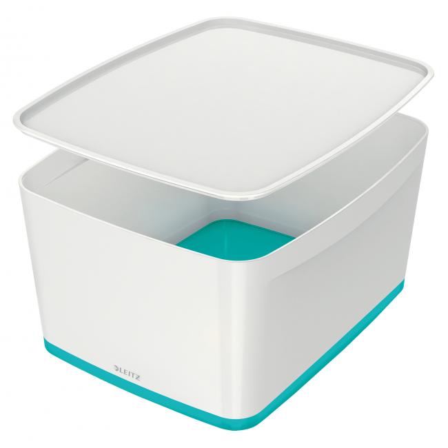 [ES521651] Leitz MyBox Aufbewahrungsbox mit Deckel, Größe L, weiß/eisblau