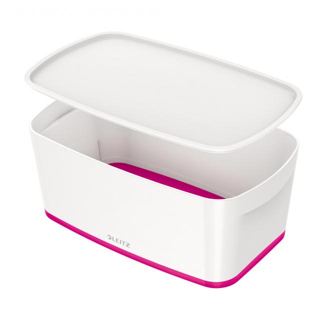 [ES522923] Leitz MyBox Aufbewahrungsbox mit Deckel, Größe S weiß/rosa