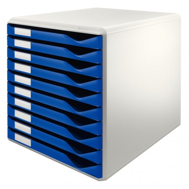 Leitz Schubladenbox mit 10 Schubladen, blau/grau