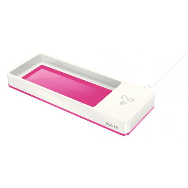 [ES536523] Leitz WOW Schreibtisch-Organizer mit kabelloser Ladefunktion, Metallic-Rosa