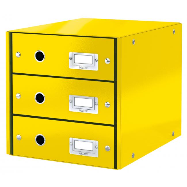 Leitz Click & Store Schubladenbox mit 3 Schubladen, gelb