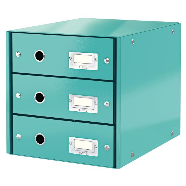 Leitz Click & Store 3-Schubladen-Schubladenbox, eisblau