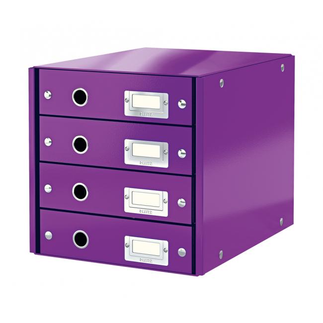 Leitz Click & Store Schubladenbox mit 4 Schubladen, lila