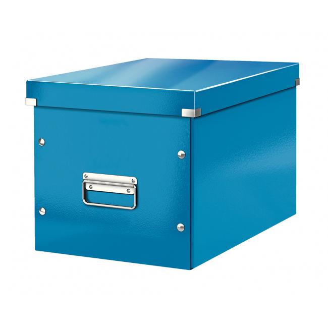 [ES610836] Quadratische Box Click & Store A4 Metallicblau