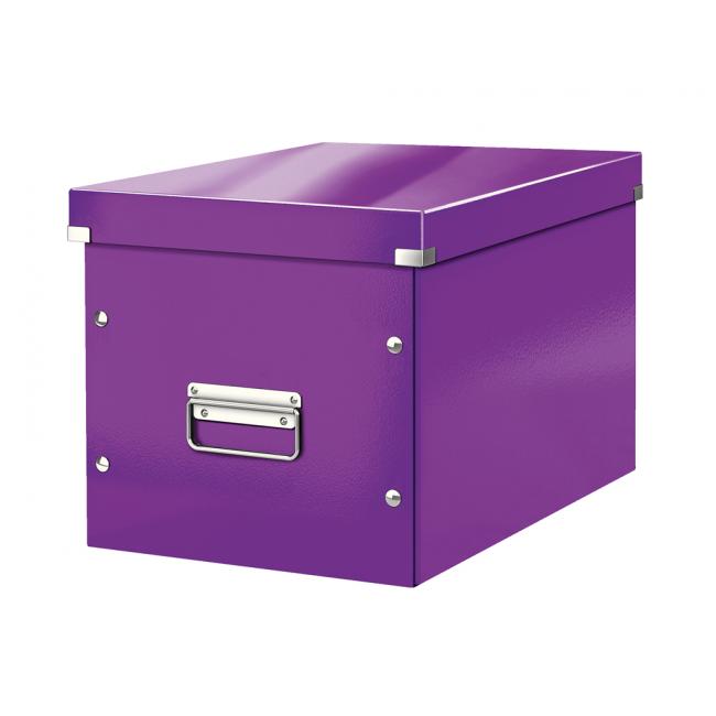 [ES610862] Quadratische Box Click & Store A4 Metallic-Lila