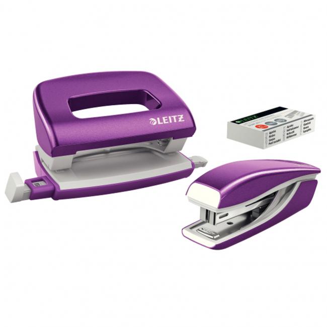 [ES612062] Leitz WOW Mini-Heftgerät und Locher-Set Magenta