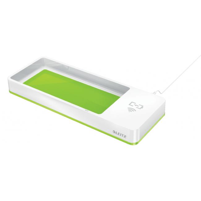 Leitz WOW Schreibtisch-Organizer mit kabelloser Ladefunktion, grün und weiß