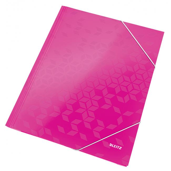 [ES820023] Glänzender Kartonumschlag mit Gummiband, Leitz WOW pink