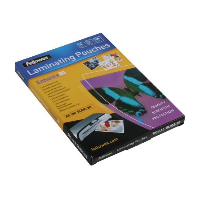 Fellowes Laminierfolien 154x216 /A5/ 80 µm, glänzend