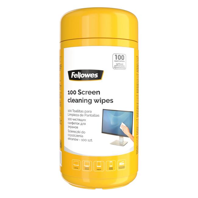 Schachtel mit abreißbaren Bildschirmreinigungstüchern