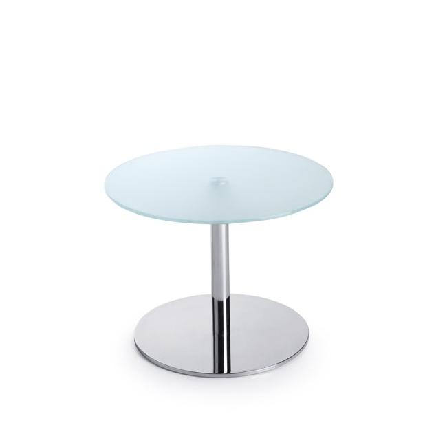 Couchtisch SR 40, Breite 60 cm, Höhe 45 cm, gehärtetes Milchglas, verchromtes Metallgestell