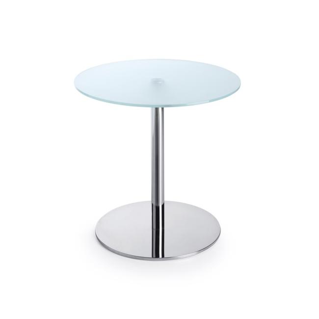 Couchtisch SR 30, Breite 60 cm, Höhe 60 cm, gehärtetes Milchglas, verchromtes Metallgestell