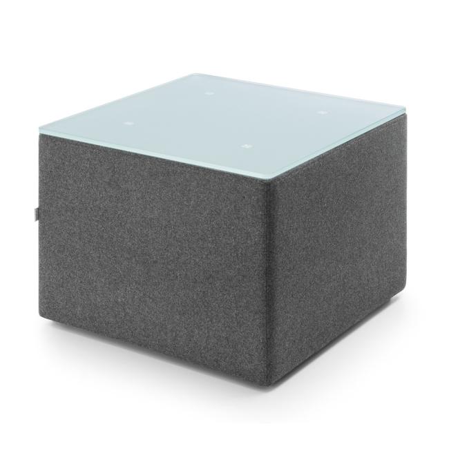 Vancouver Oto Couchtisch, quadratisch, mattiertes Sicherheitsglas, B 54 x T 54 x H 40 cm, Stoff Next NX-14, dunkelgrau