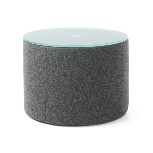 Vancouver Oto Couchtisch, zylindrisch, mattiertes Sicherheitsglas, Durchmesser 54 x Höhe 40 cm, Stoff Next NX-14, dunkelgrau