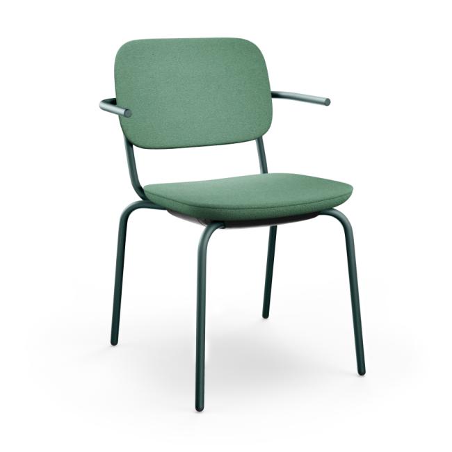 Normo Konferenzstuhl, SP Armlehnen, Gestell RAL 6004, Bezug Alba 7026 grün