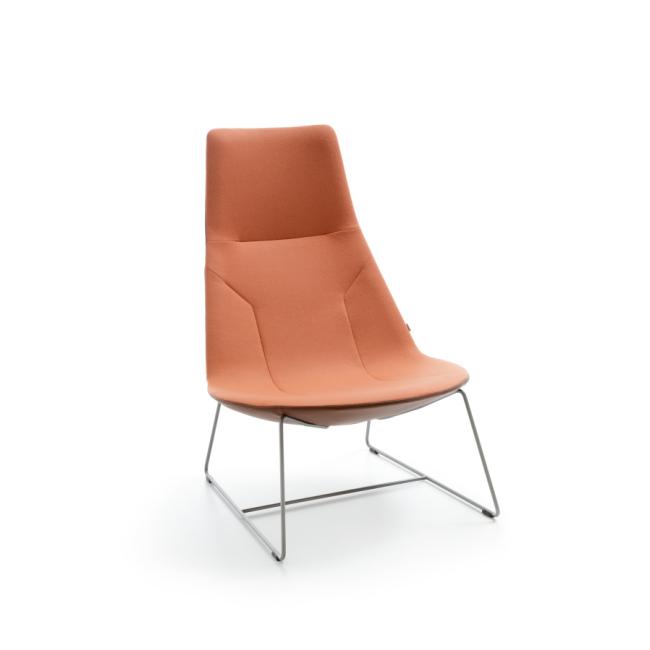 Eleganter Lounge-Sessel, Metallbeine, Synergy-Stoff LDS 73