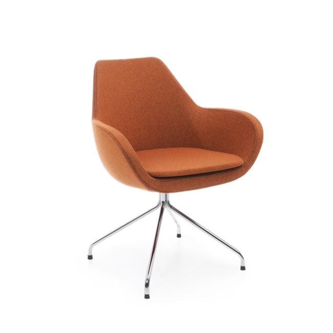 [FL001014] Fächersessel, drehbar auf Gleitern, Chromgestell, Bezug aus Alba 3005-Stoff