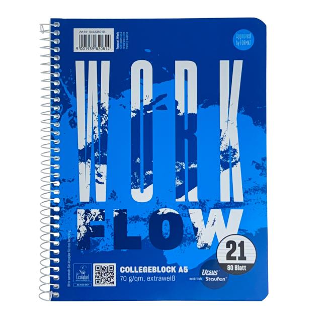 Blok College Format Werk Ursus Basic A5 80 Blatt liniert 70g