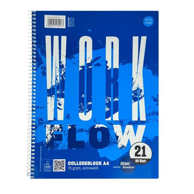 Werk Ursus Basic A4 Notizbuch im College-Format, 80 Blatt liniert, 70 g