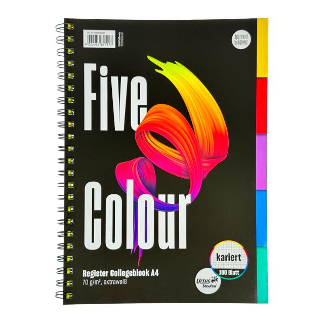 College Format Werk Ursus A4-Notizbuch, 100 Blatt, quadratischer Farbindex