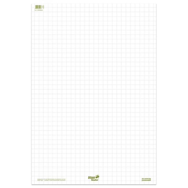 Flipchart-Papierblock, kariert, recycelt, 20 Blatt, 5 Stück