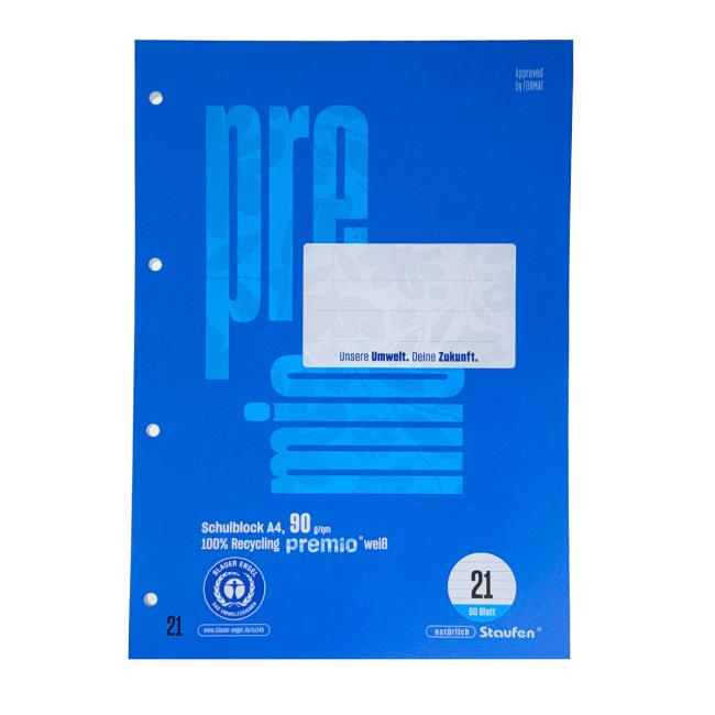 Werk Premio Notizbuch im College-Format, A4, 50 Blatt, liniert, 90 g/m²