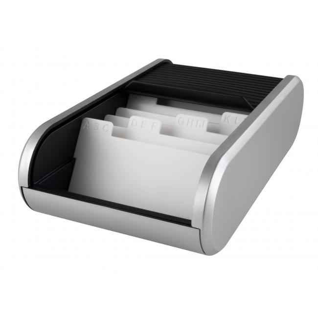 [HE622049] Helit Linear Desktop-Visitenkartenmappe schwarz/silber