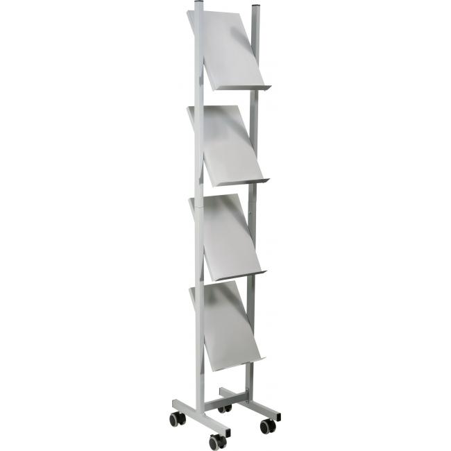 Mobiler Präsentationsständer Helit 4xA4 grau/metall