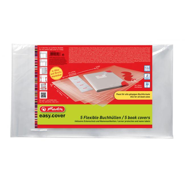 [HL014750] Flexibler Einband für Bücher und Notizbücher Herlitz easy.cover, 5 Stück, im Beutel