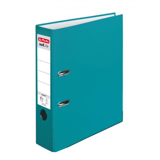 [HL015931] Herlitz maX.file Hebelordner, Farbblock, halbplastisch, 8 cm, Karibik-Türkis