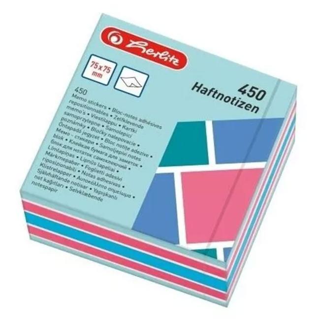 [HL016006] Herlitz Color Blocking Notizblock 75x75mm 450 Blatt farbig