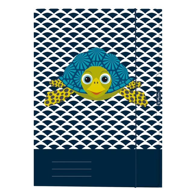 [HL040858] Kartonhülle mit Gummiband, A4, Herlitz, Motiv: Niedliche Tiere, Schildkröte