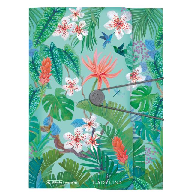 [HL043996] Kunststoffhülle mit Gummiband Herlitz Ladylike A4 Jungle