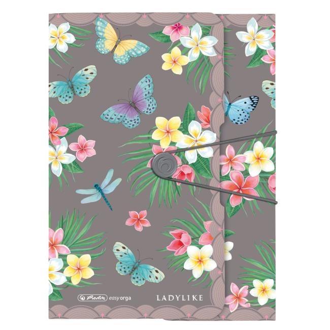 [HL044009] Kunststoffhülle mit Gummiband Herlitz Ladylike A4 Butterfly