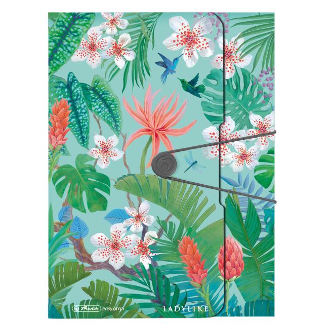 [HL044085] Kunststoffbox mit Gummiband, Herlitz Ladylike A4, PP, Jungle