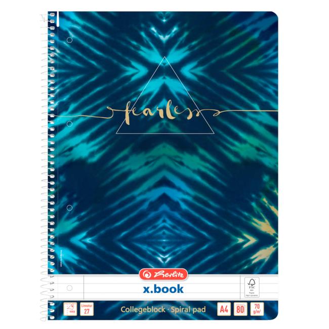 Herlitz A4 Notizblock, 80 Blatt, liniert, New Batik Fearless