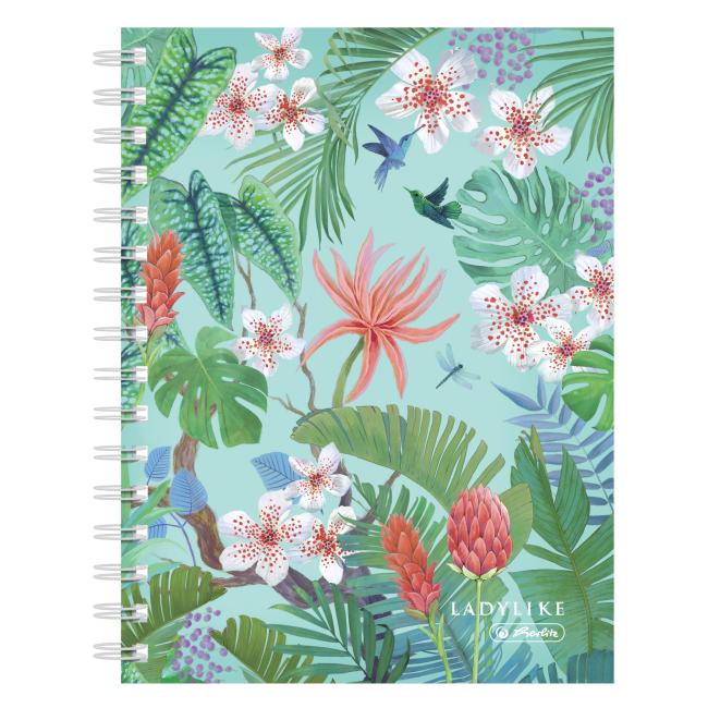 [HL044191] Herlitz Ladylike A5 Notizblock, 100 Blatt, Dschungel- und Schmetterlingsmotiv