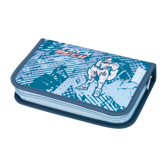 Federmäppchen Herlitz 1-Reißverschluss, vollständig, 2 Klappen, TechMech